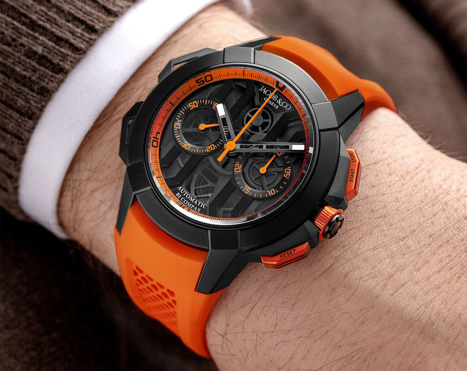 Jacob & Co. Epic X Chrono 44 mm - Black Titanium - Orange Inner Ring