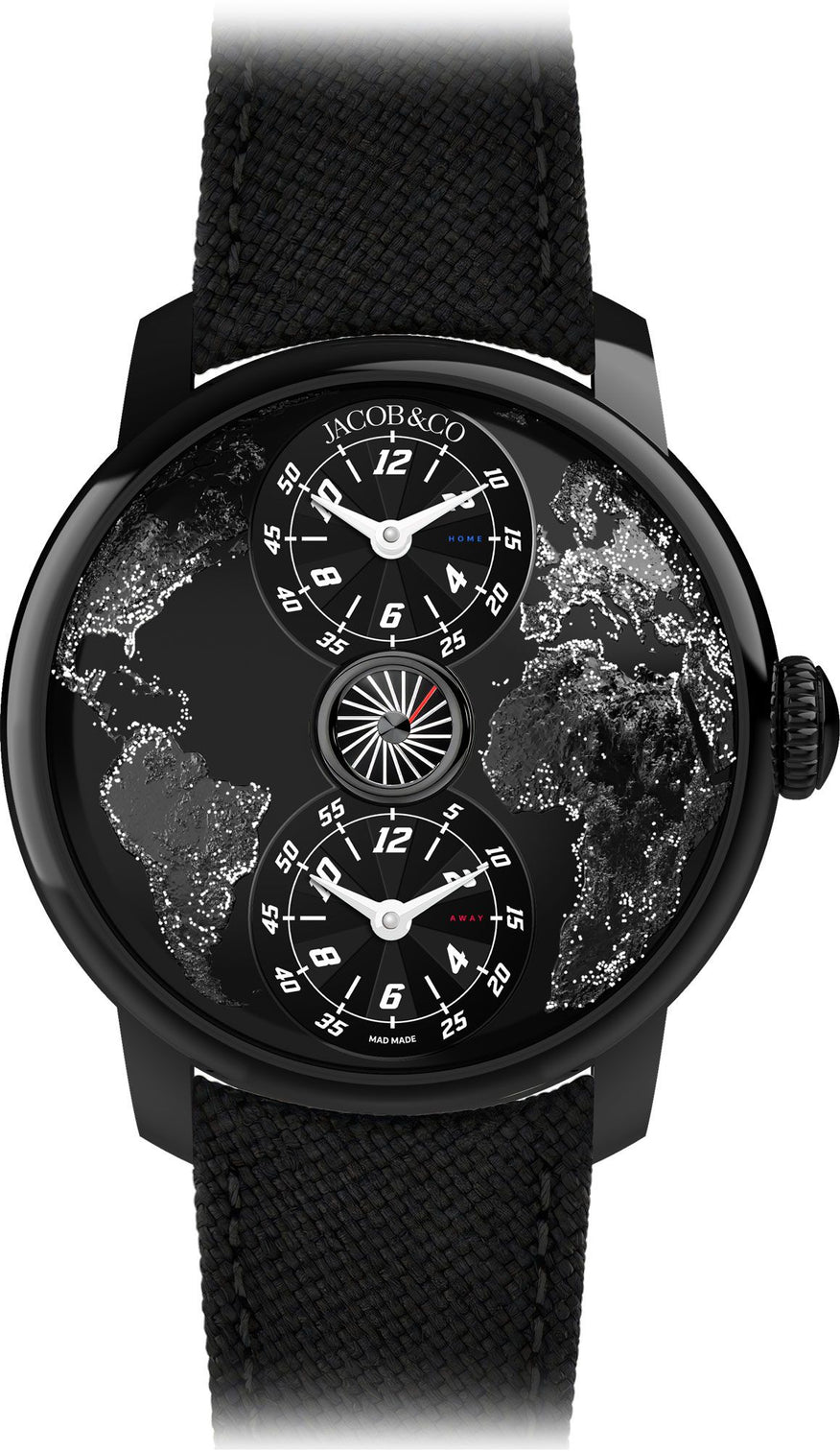 Jacob & Co. The World Is Yours Dual Time Zone Mad Paris Black Dlc Steel